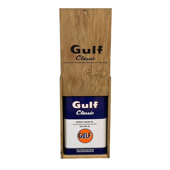 Dekorations- og opbevaringskasse i naturtræ med Gulf-logo - GULF
