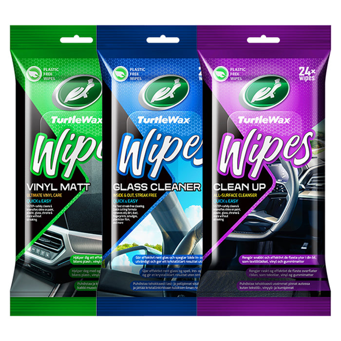 Rengøringsservietter til bil - 36 stk. (glas, kabine, vinyl) Turtle