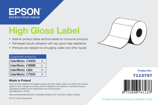 Epson High Gloss Label - Continuous Roll 102mm x 33m