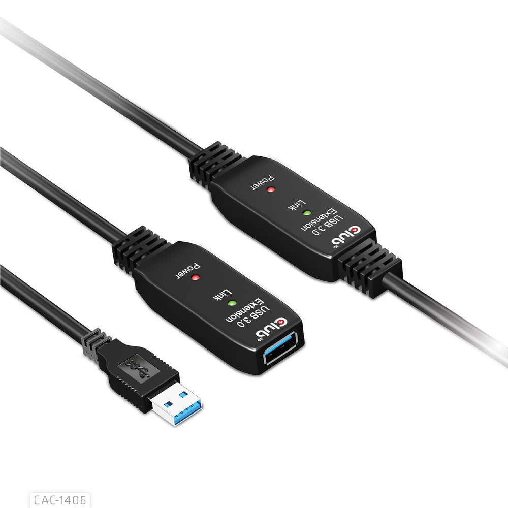 Club 3D CAC-1406 USB-A 3.2 Gen1 aktiv forlængerkabel 15m Sort