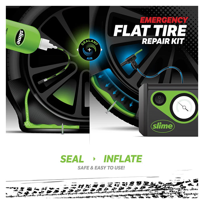 Dækreparationskit 473 ml - hurtig punkteringsløsning med trykmåler, Slime