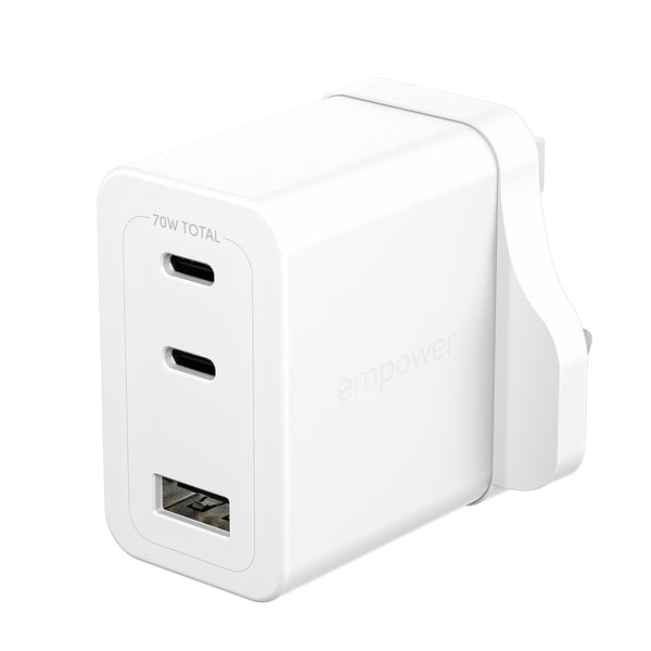 empower by PanzerGlass Turbo UK 70W GaN Adapter 2xUSB-C+USB-A
