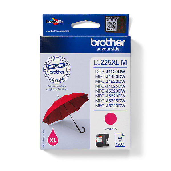 Brother LC 225XLM Magenta 1200 sider Blæk