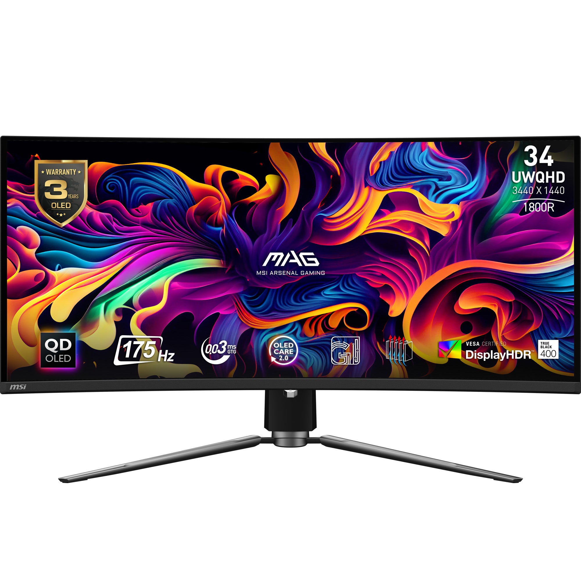 MSI MAG 341CQPDE QD-OLED 34 3440 x 1440 (UltraWide) HDMI DisplayPort USB-C 175Hz