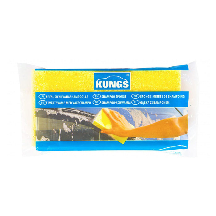 Vaskesvamp med indbygget shampoo XL - gul, skånsom mod lakken, Kungs