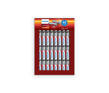 1x40 Philips Power Alkaline AA Batterie Vorteilspa