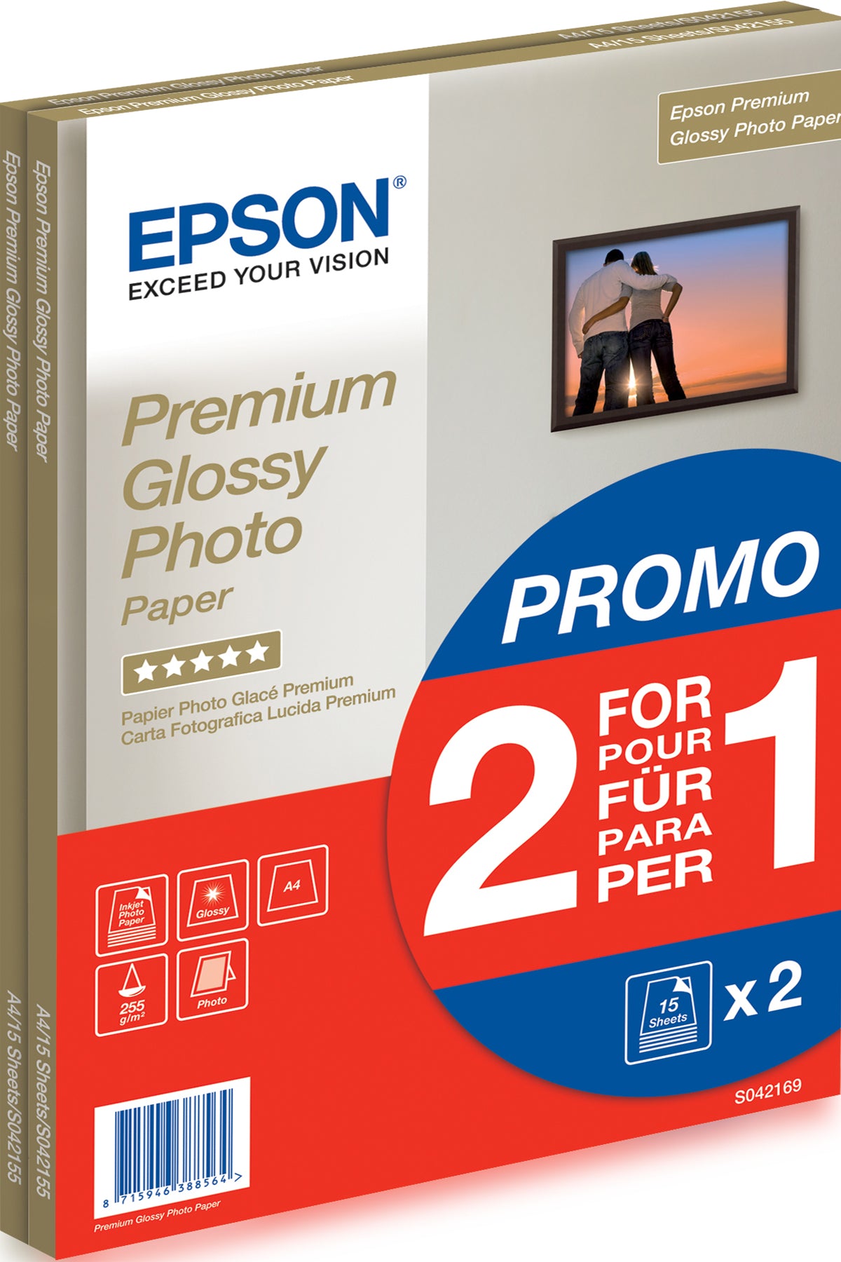 Epson Premium Glossy Photo Paper BOGOF Fotopapir A4 (210 x 297 mm) 15ark C13S042169