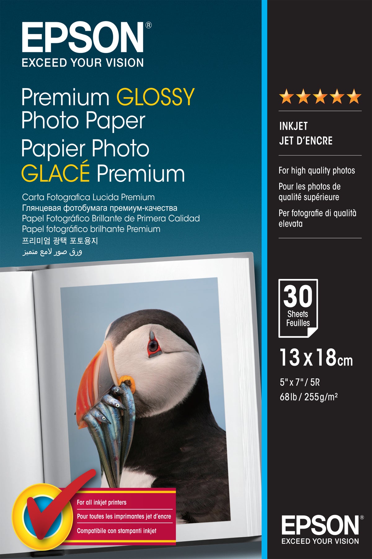 Epson Premium Glossy Photo Paper Fotopapir 130 x 180 mm 30ark C13S042154
