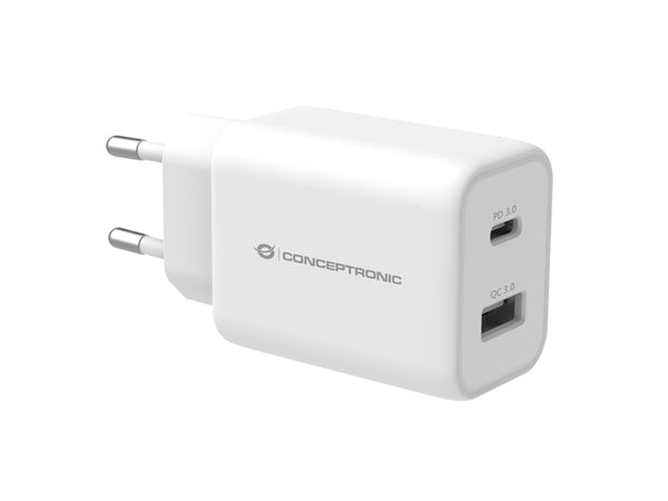 Conceptronic ALTHEA11W oplader til mobil enhed Universel Hvid Vekselstrøm Hurtig opladning Indendørs