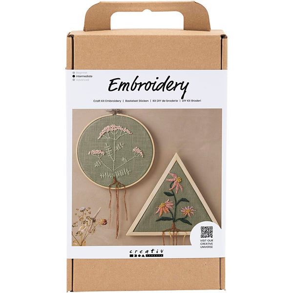DIY Kit Broderi, Broderirammer, støvet grøn, 1 pk.