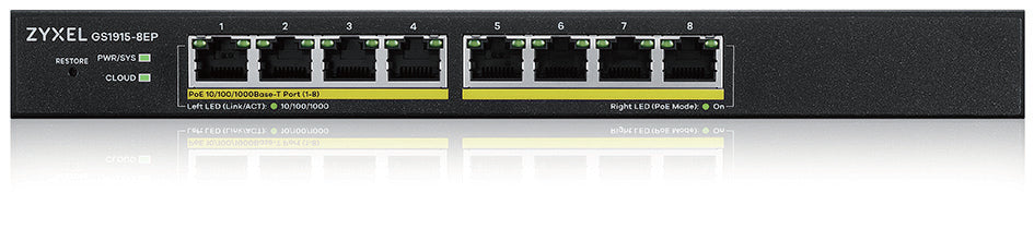 Zyxel GS1915 Series GS1915-8EP Switch 8-porte Gigabit PoE+