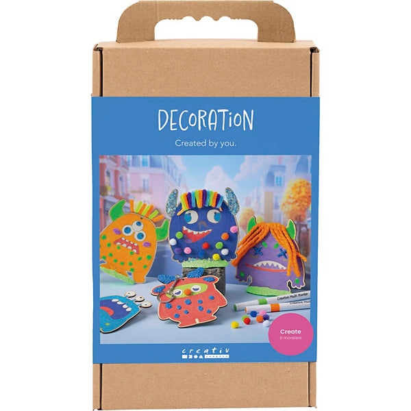 DIY Kit Dekoration, Monstre, colorful, glade farver, stærke farver, 1 pk.