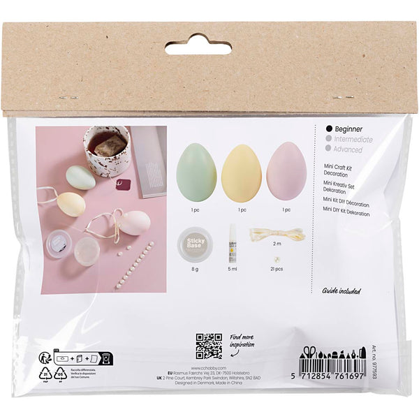 Mini DIY Kit Dekoration, Æg, pastelfarver, 1 pk.