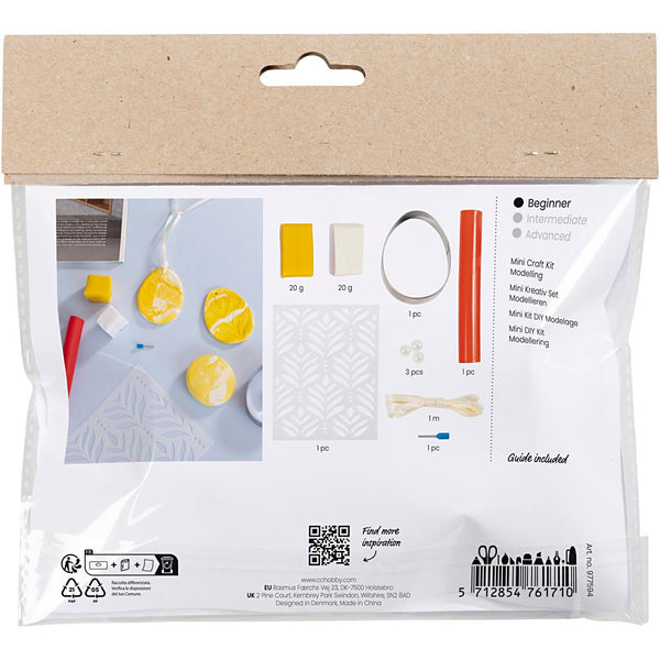 Mini DIY Kit Modellering, Æg, lys gul, pastelfarver, 1 pk.