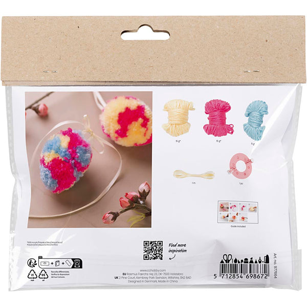 Mini DIY Kit Pompon, Æg, colorful, 1 pk.
