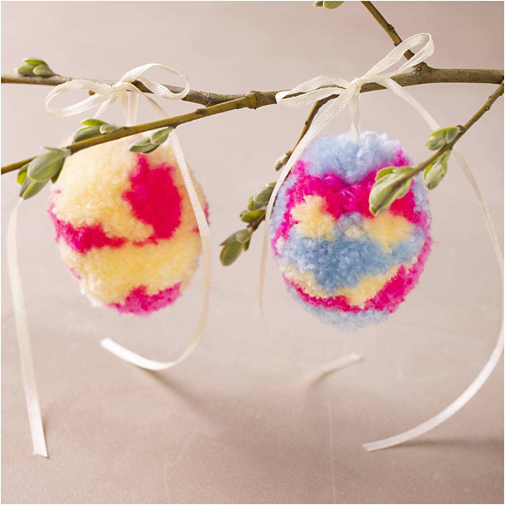 Mini DIY Kit Pompon, Æg, colorful, 1 pk.