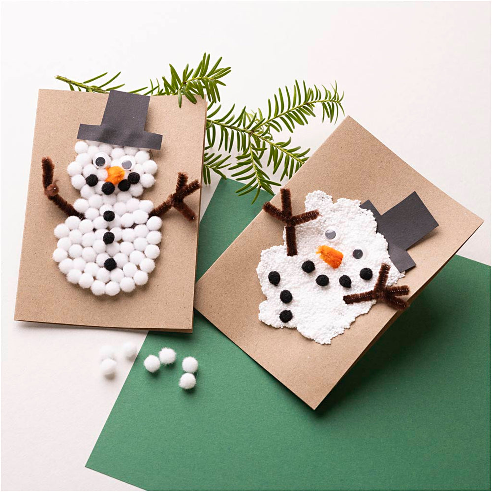 Mini DIY Julekort Kit med Snemænd - 1 pk