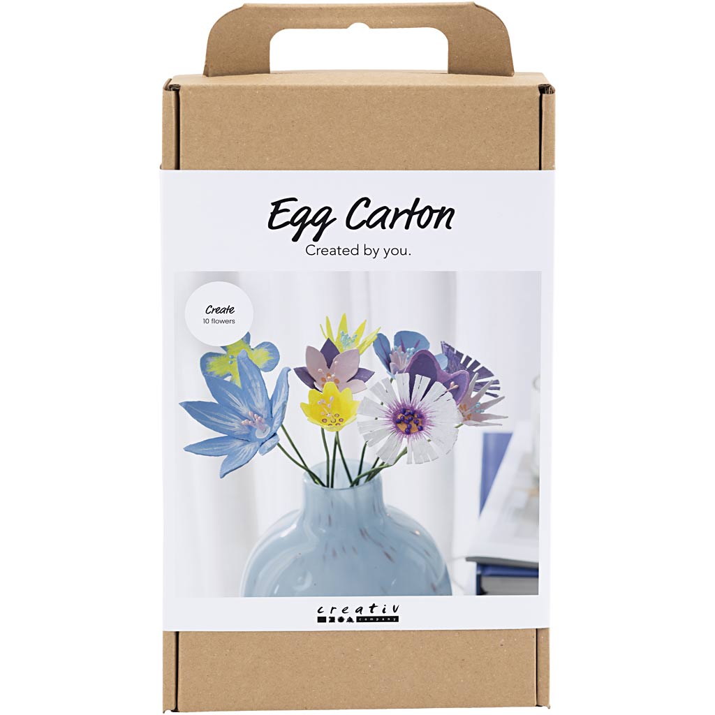 DIY Kit Æggebakke blomster, pastelfarver, 1 pk.