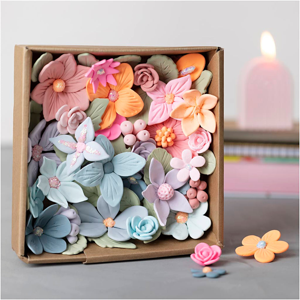 DIY Blomster Kit i Silk Clay® - Pastelfarver