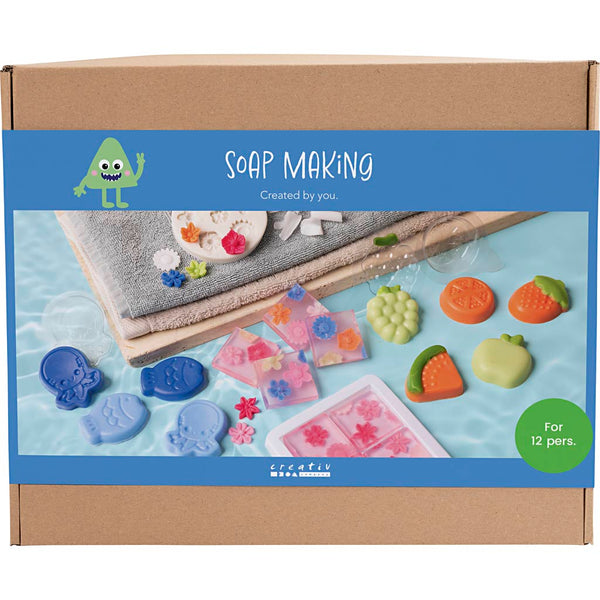 Gruppe DIY Kit Sæbefremstilling, blå, grøn, orange, pink, 1 pk.