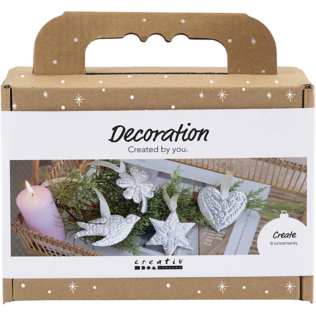 Mini DIY Kit Dekoration, Juleophæng, sølv metal, 1 pk.