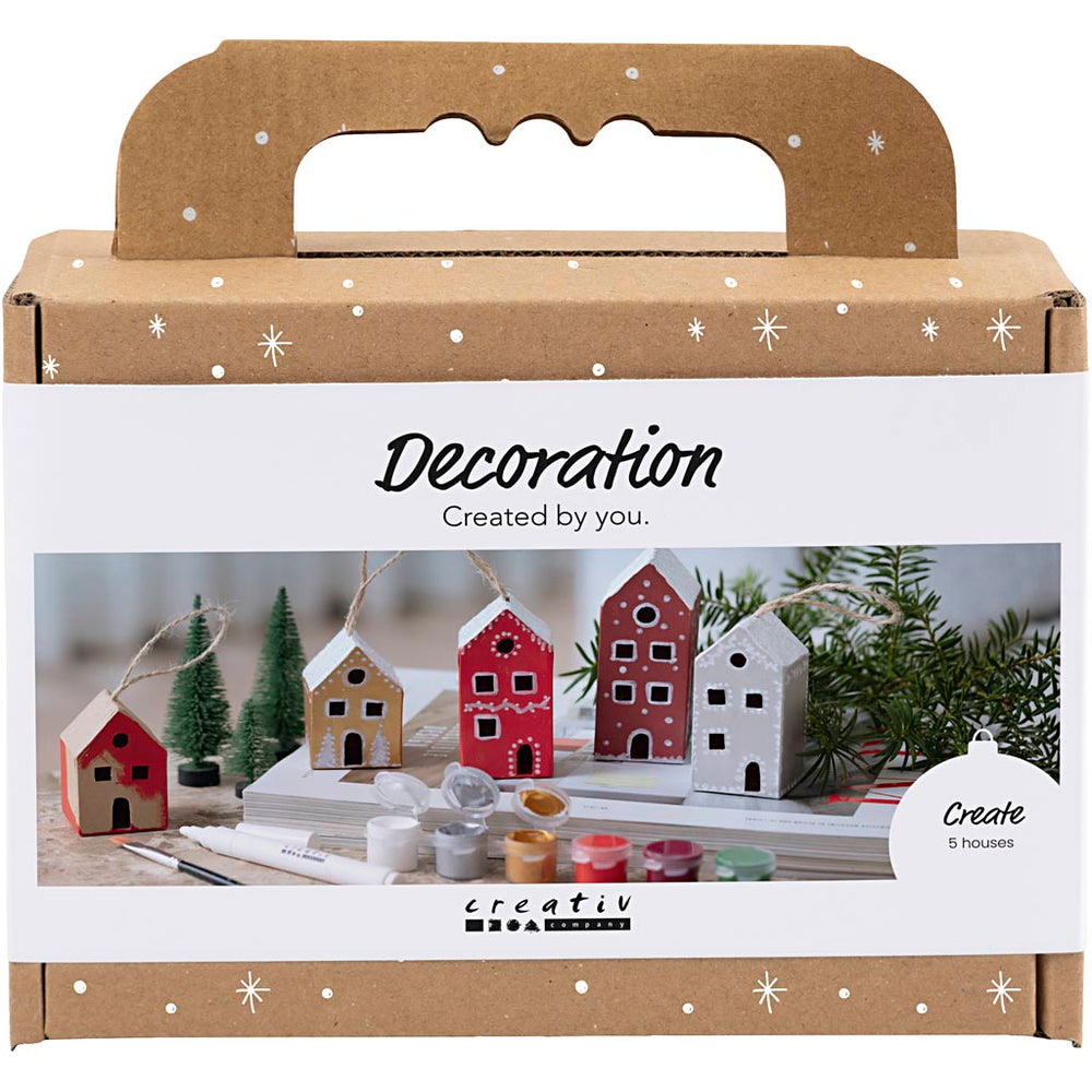 Mini DIY Kit Dekoration, Huse, julefarver, 1 pk.
