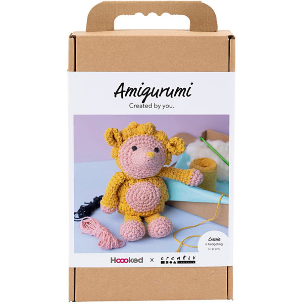 DIY Kit Amigurumi, Pindsvin, lys rosa, varm gul, 1 pk.