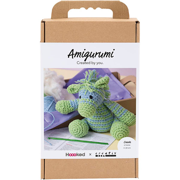 DIY Kit Amigurumi, Zebra, lys blå, lys grøn, 1 pk.