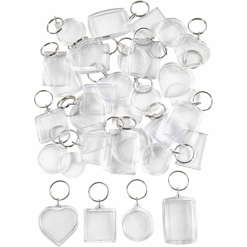 Klar Akryl Nøglevedhæng 40-50 mm - 100 stk.