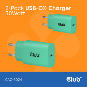 Club 3D CAC-3024 30Watt Strømforsyningsadapter Grøn 2 stk.