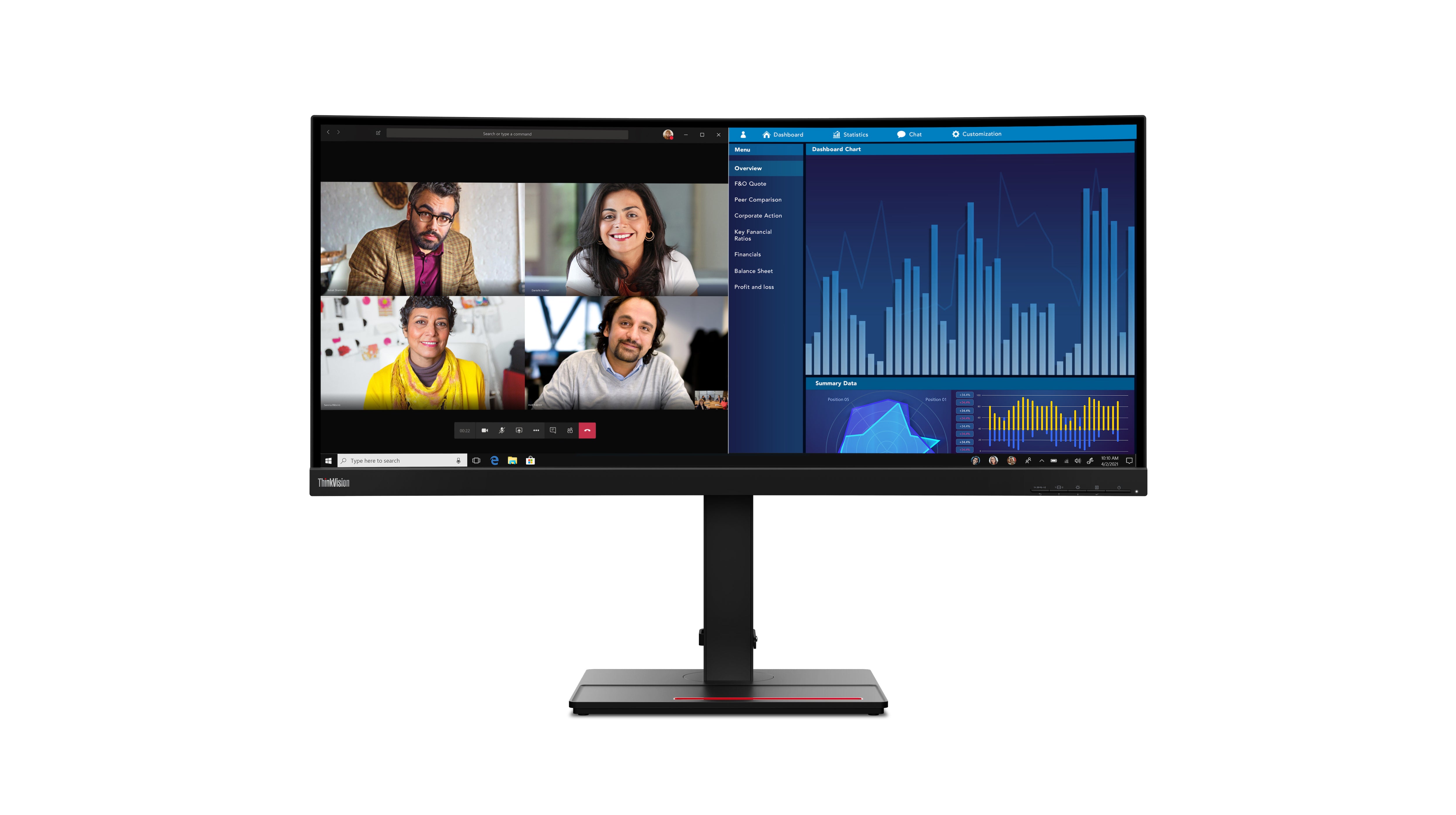 Lenovo ThinkVision P34w-20 34.14 3440 x 1440 (UltraWide) HDMI DisplayPort USB-C Dockingskærm