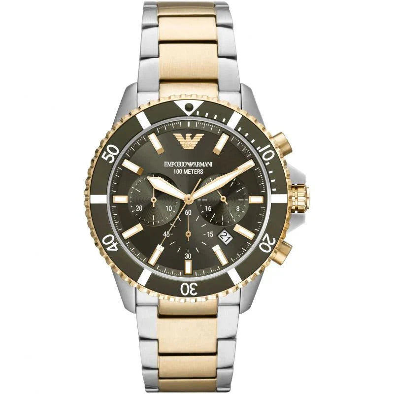 Emporio Armani herreur Diver Chronograph 43mm grøn Ar11361