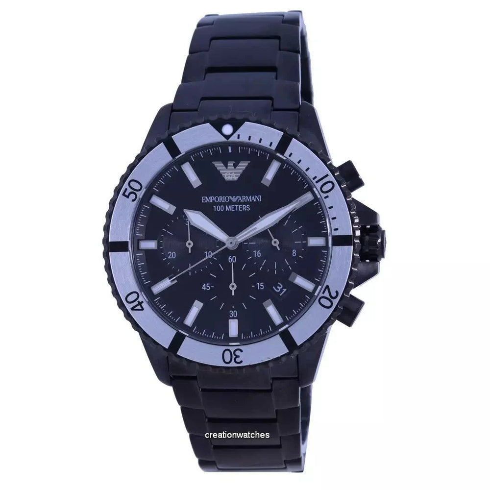 Emporio Armani herreur Ar80050 sort Ion belagt rustfrit stål Chronograph