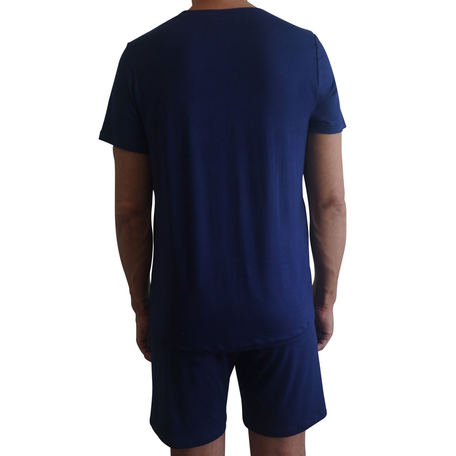 Herre natbluse med kort ærme - Mørkeblå