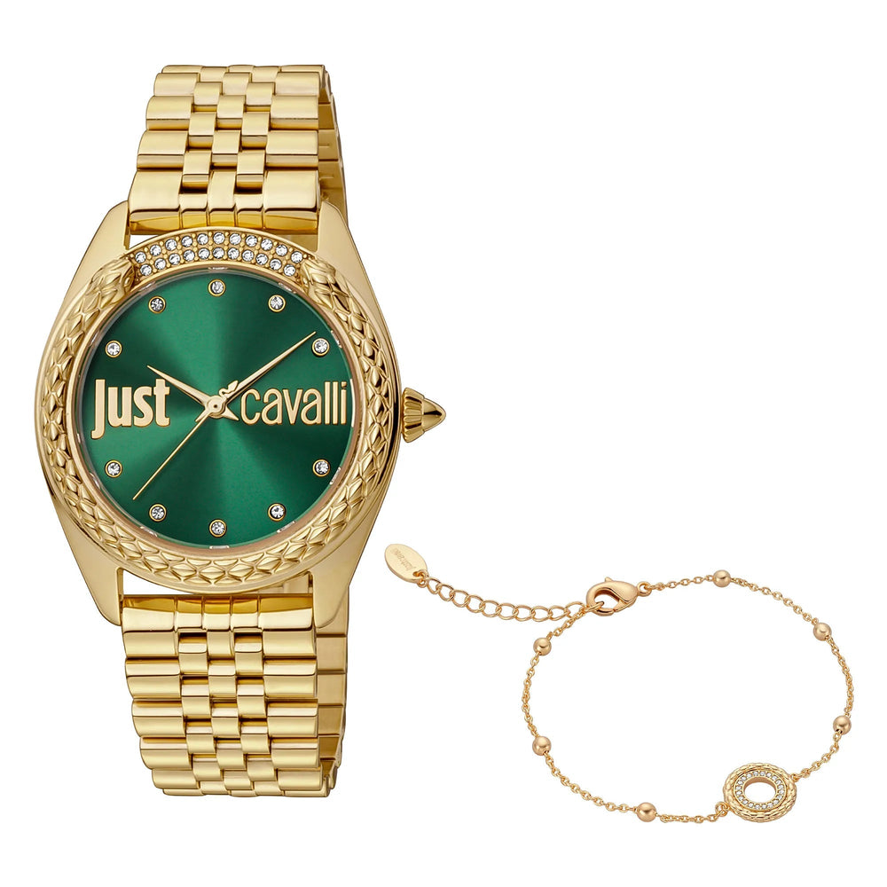 Just Cavalli Brillante guld grøn ur