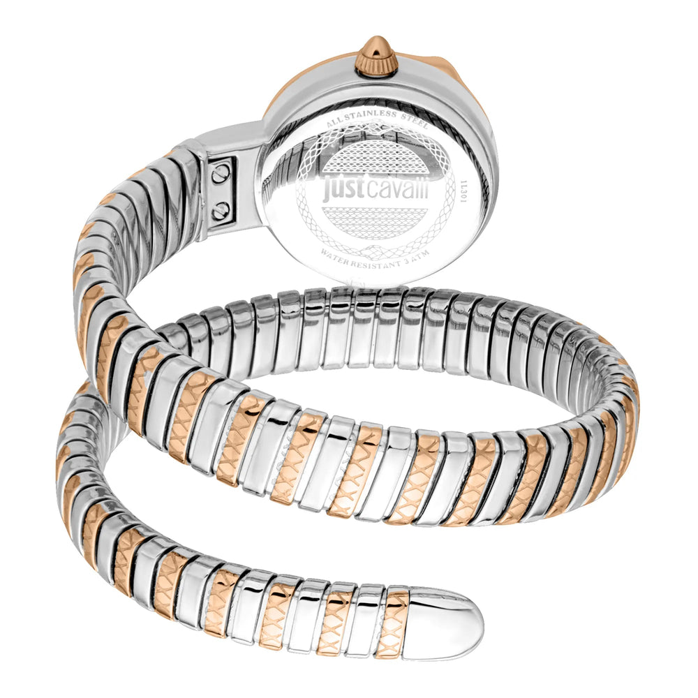 Just Cavalli Cerchio Snake Two Tones RG sølv grå ur