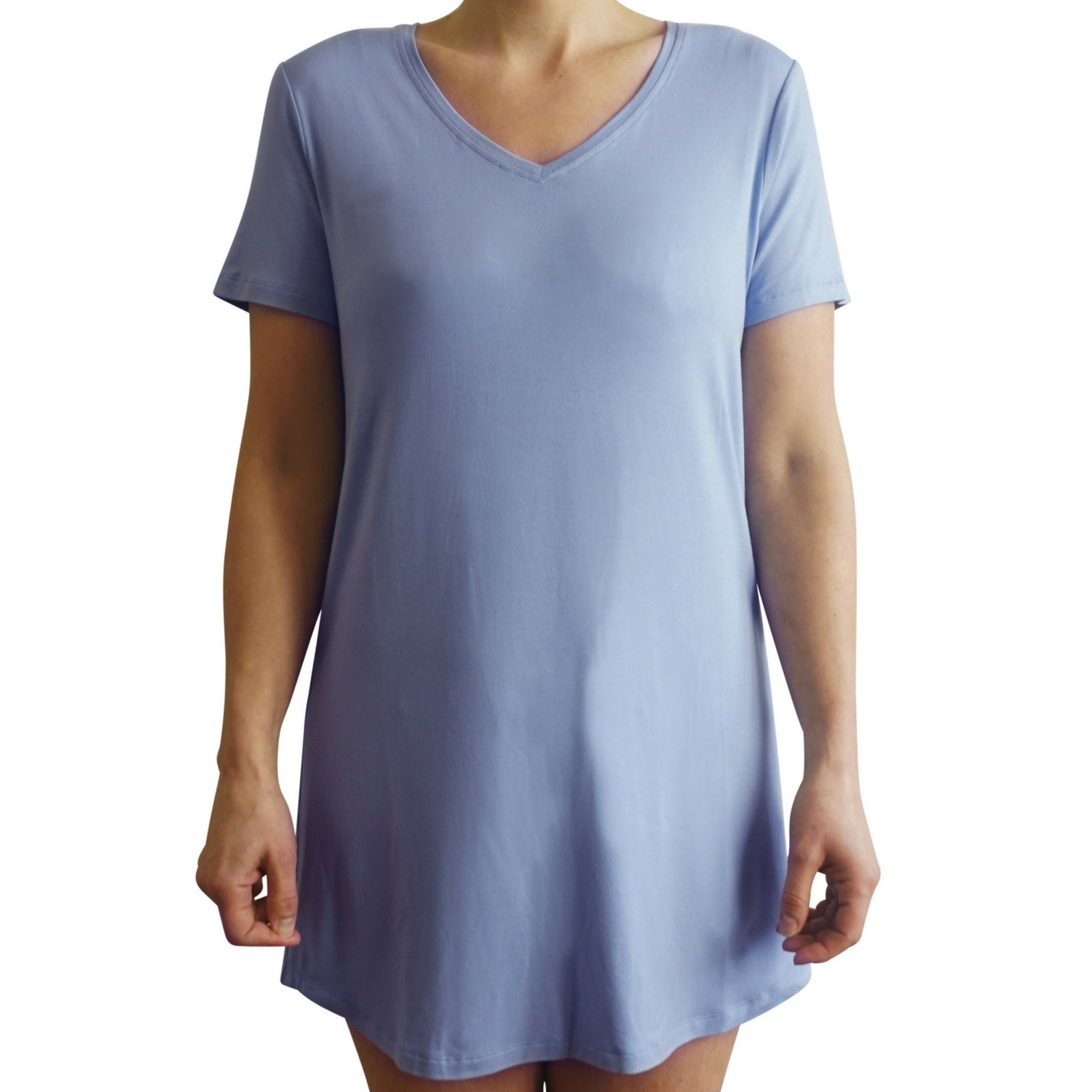 Dame natkjole kort ærme - Lyse Blå