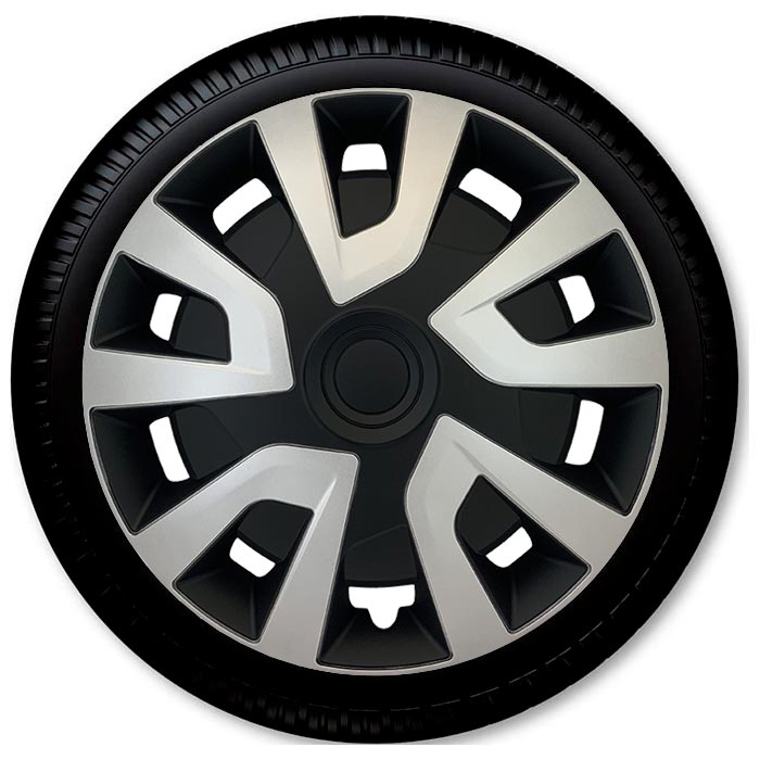 15 hjulkapselsæt Revo VAN Silver/Black - slagfast plast, nem montering, sikre clips - coverline