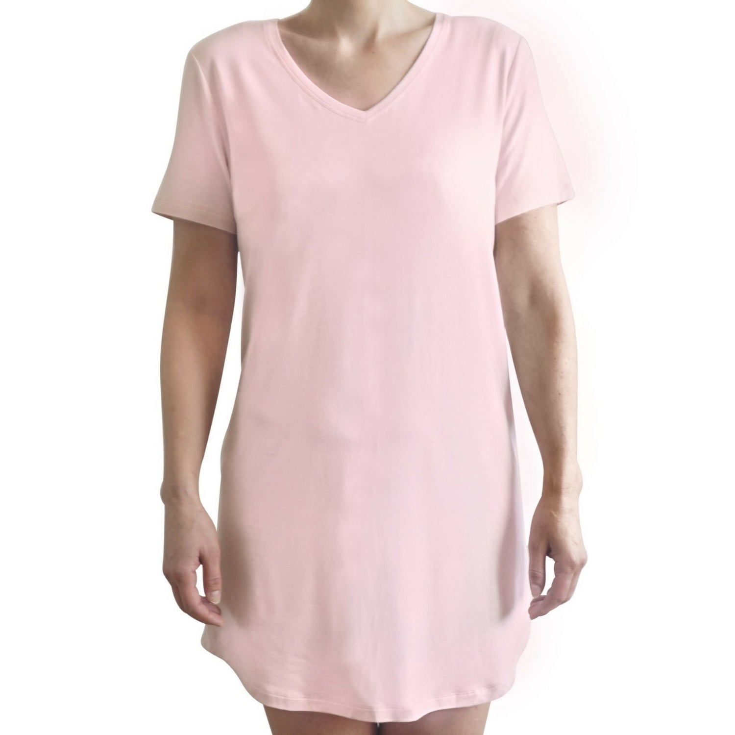 Dame natkjole kort ærme - Lys Rosa