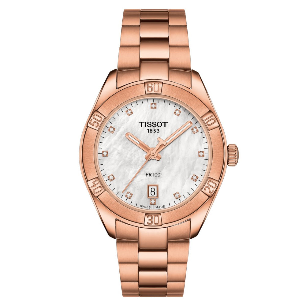Tissot dameur Pr 100 Classic 36mm hvid roseguld T101.910.33.116.00