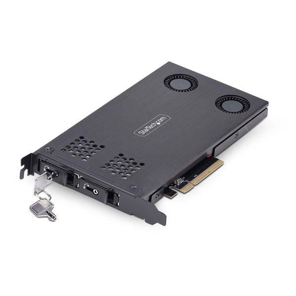 StarTech.com Dual-Bay M.2 NVMe SSD Removable Mobile Rack for PCIe x8 Slot Interfaceadapter