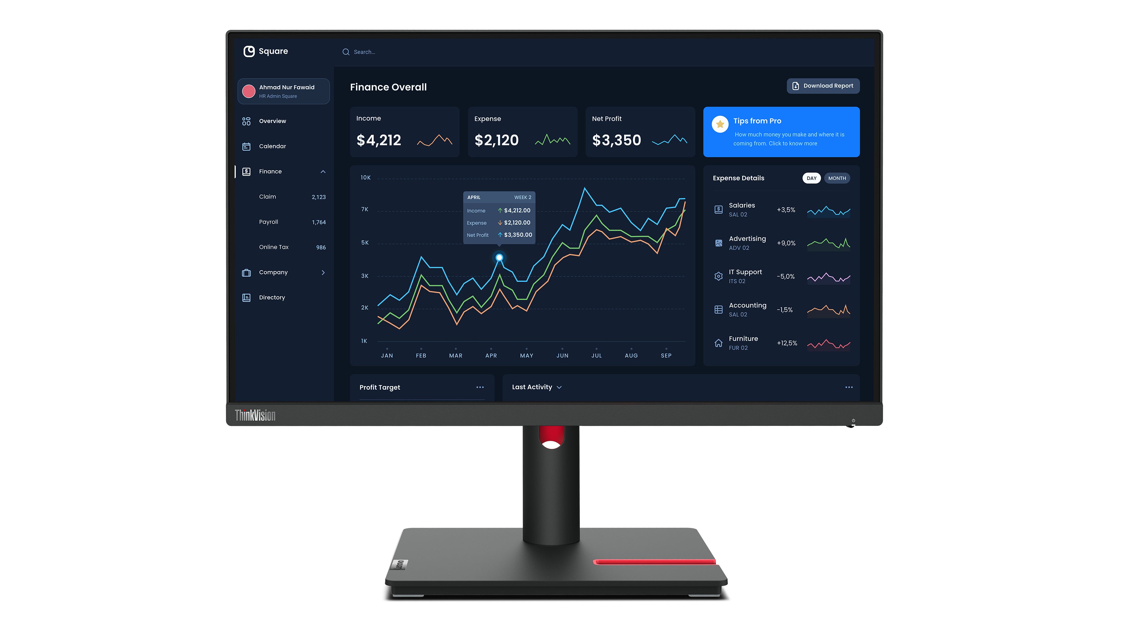 Lenovo ThinkVision T22i-30 21.5 IPS 1920 x 1080 (Full HD) VGA (HD-15) HDMI DisplayPort 60Hz