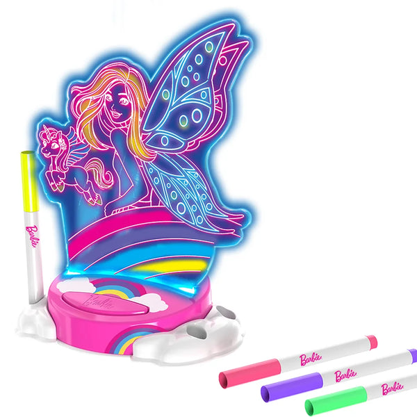 Natlampe til børn med USB og tusse-farver, plast glasplade – Barbie