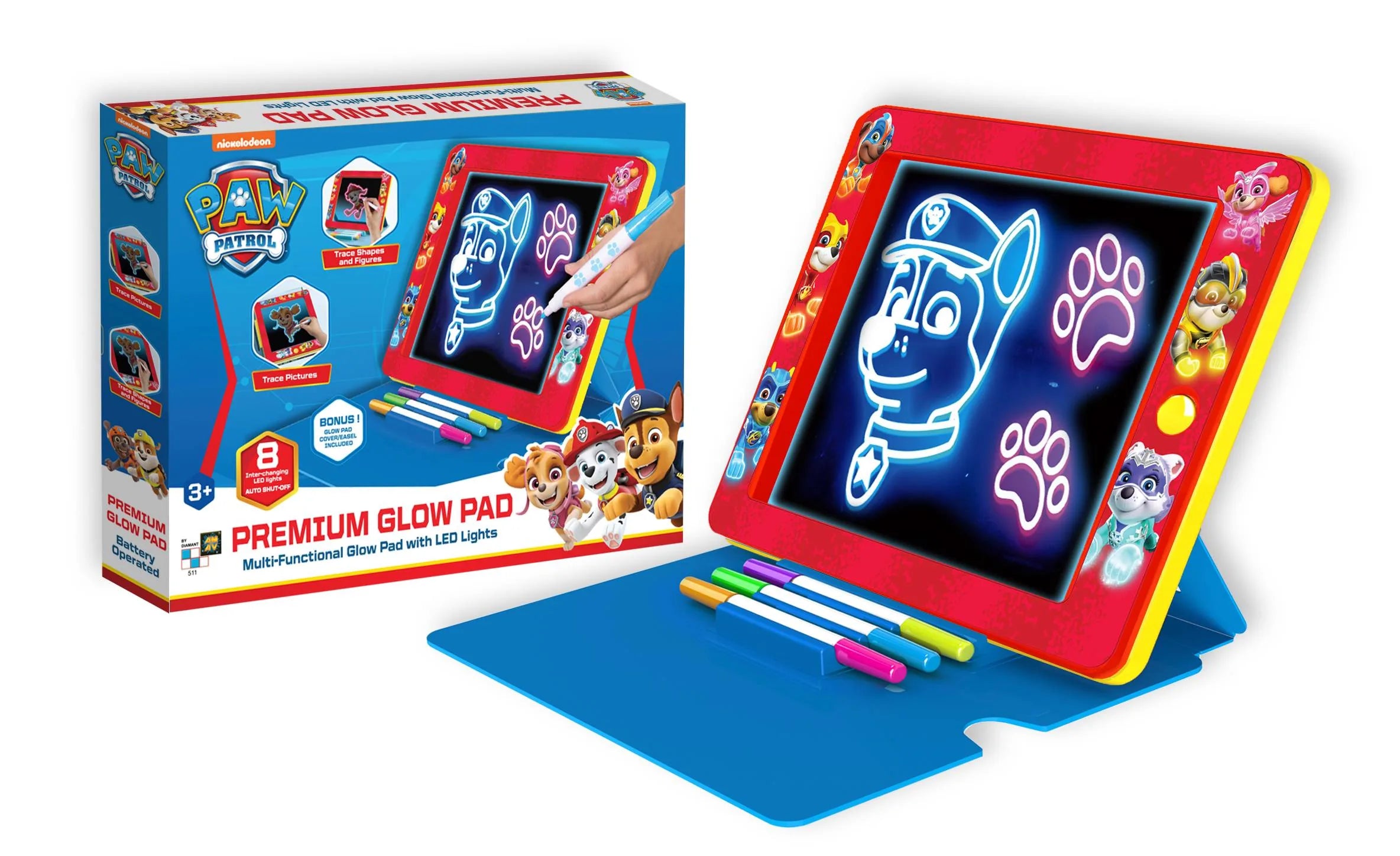 Glow Pad tegnetavle med LED-lys og tilbehør – Paw Patrol