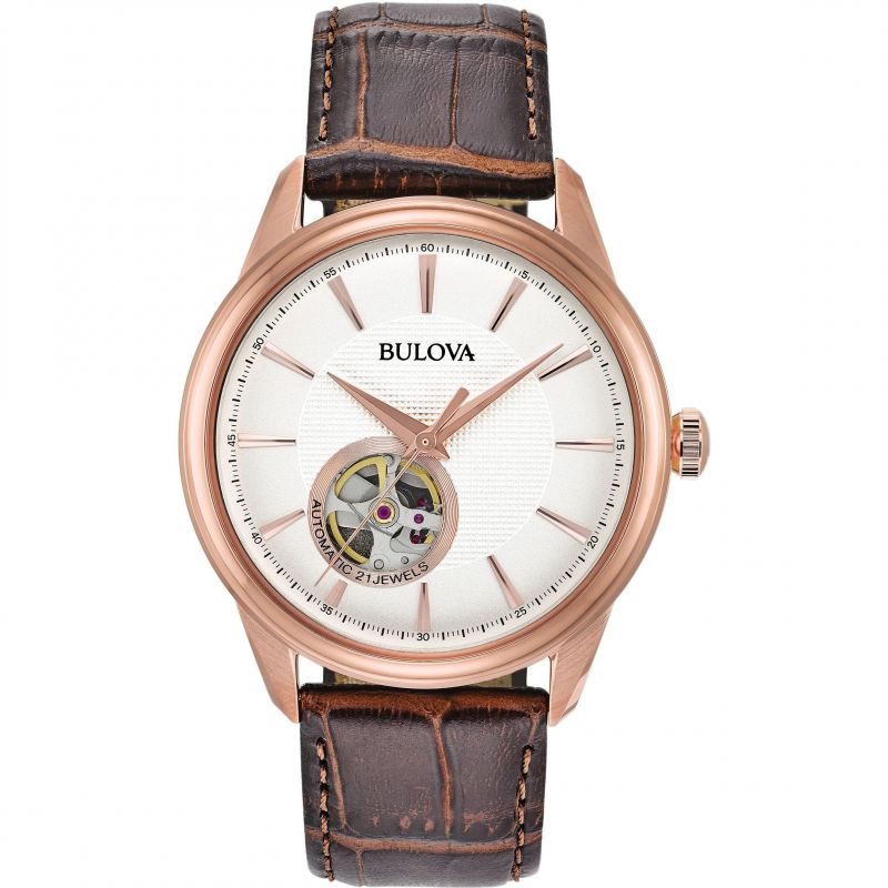 Bulova Classic Skeleton Automatic brunt herreur 97a133