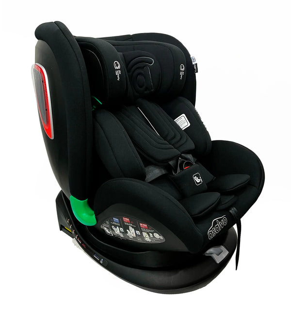 Autostol 0–36 kg i-Size 360° roterbar, Isofix, Star Fix, Sort — Asalvo
