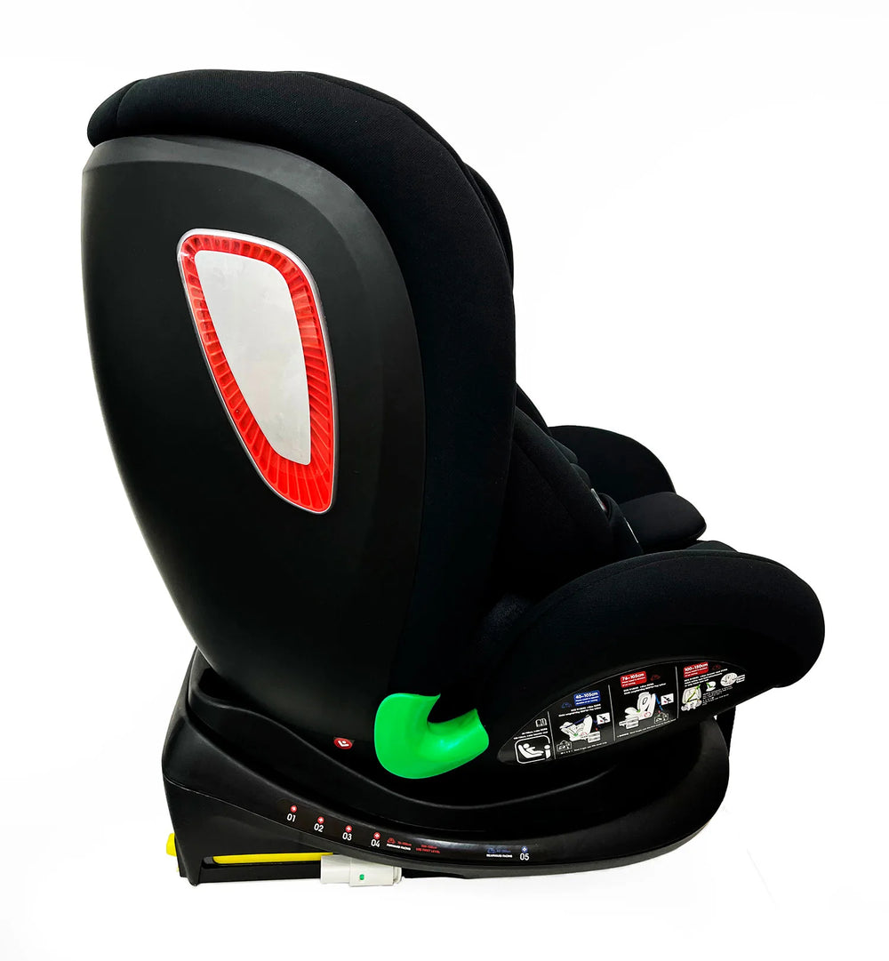 Autostol 0–36 kg i-Size 360° roterbar, Isofix, Star Fix, Sort — Asalvo