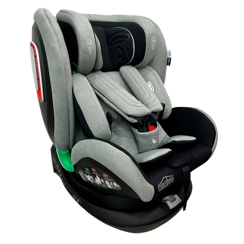 Autostol 0–36 kg, 360° roterbar, Isofix, i-Size Star Fix, Grå — Asalvo