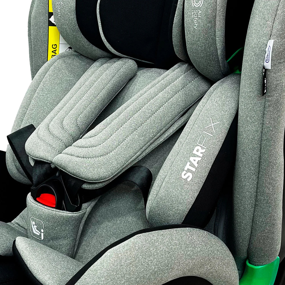 Autostol 0–36 kg, 360° roterbar, Isofix, i-Size Star Fix, Grå — Asalvo