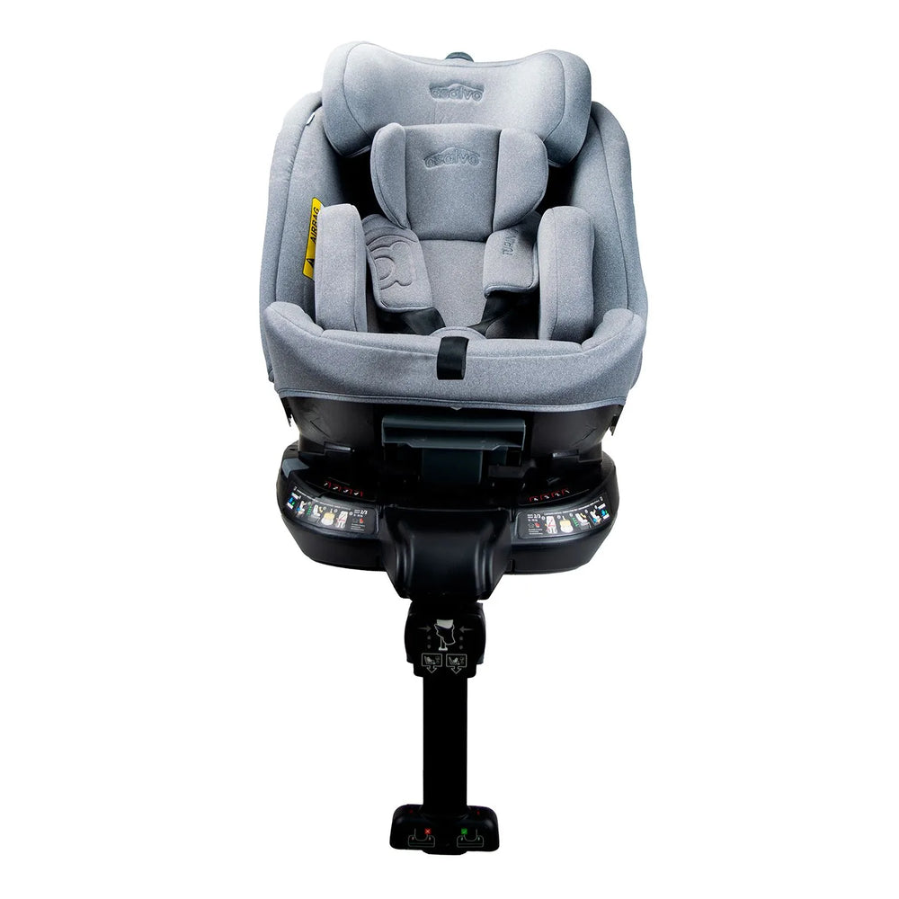 Autostol 0–36 kg, 360° roterbar, nakkebeskyttelse, ISOFIX/støtteben – Turing/Grå, Asalvo